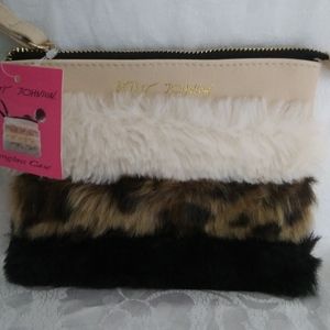 Betsey Johnson Faux Fur Sunglass Case Wristlet